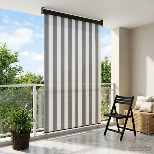 Roleta Antracitová A Bílá 160 X 250 Cm Textil A Hliník