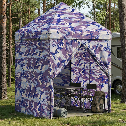 Pop-Up Altán Se 4 Bočními Stěnami 2 X 2 M Modrý Maskáč