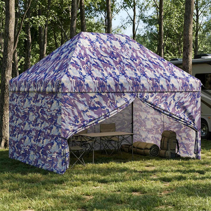 Pop-Up Altán Se 4 Bočními Stěnami 2 X 2 M Modrý Maskáč