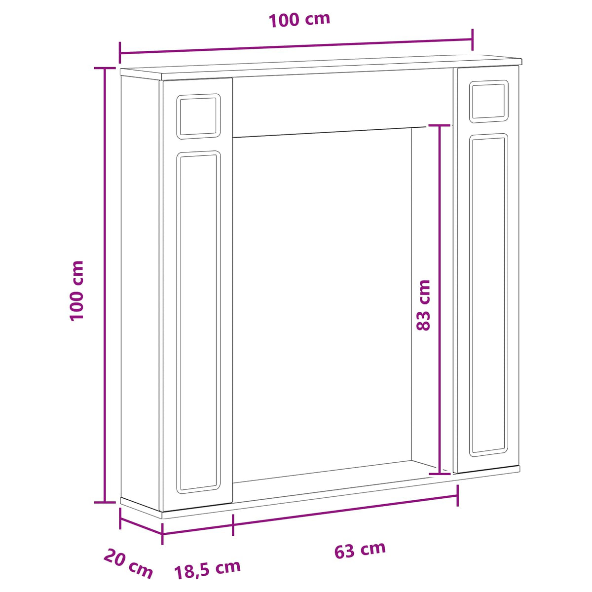 Rám Krbu 100 X 20 X 100 Cm Kompozitní Dřevo