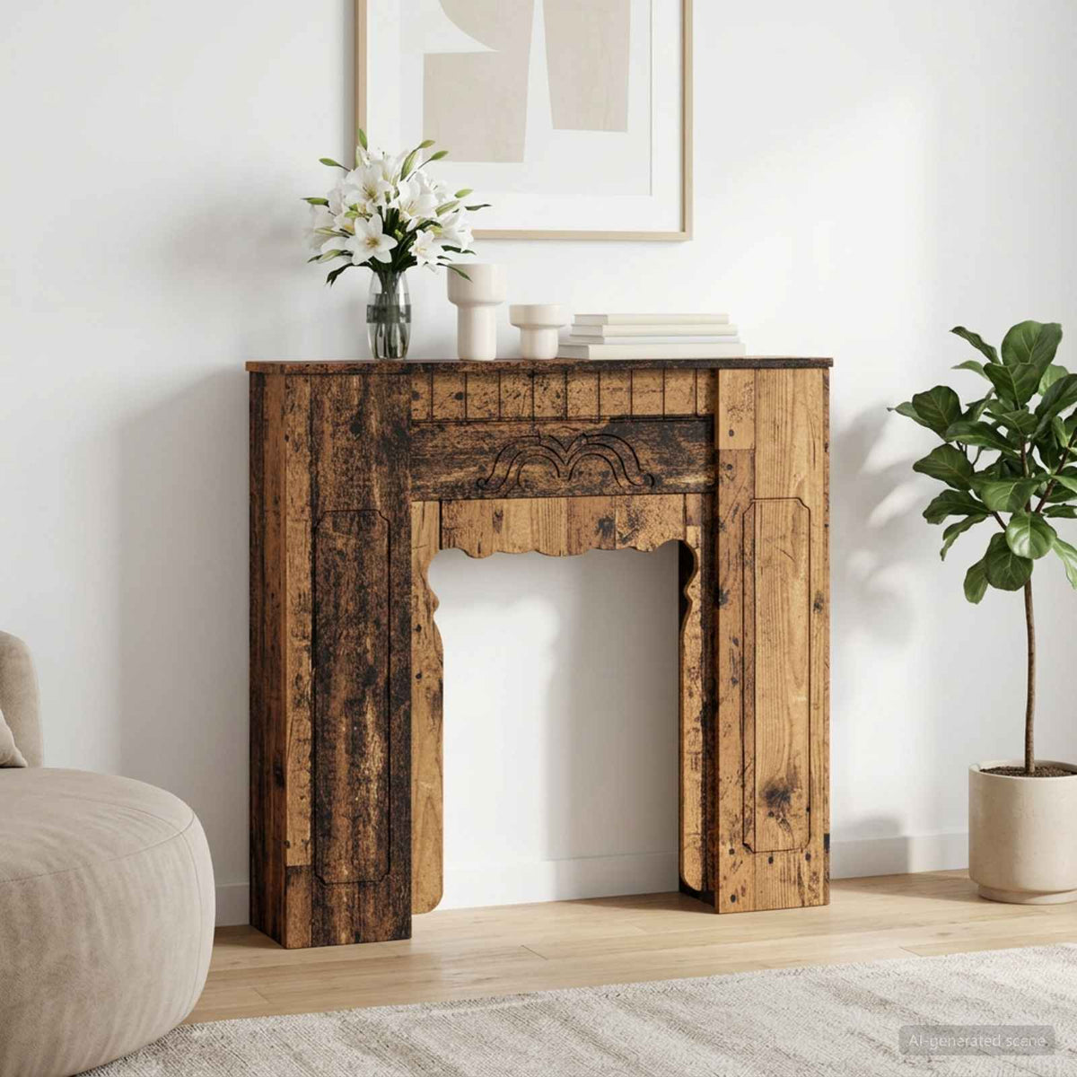 Rám Krbu 93 X 20 X 89 Cm Kompozitní Dřevo