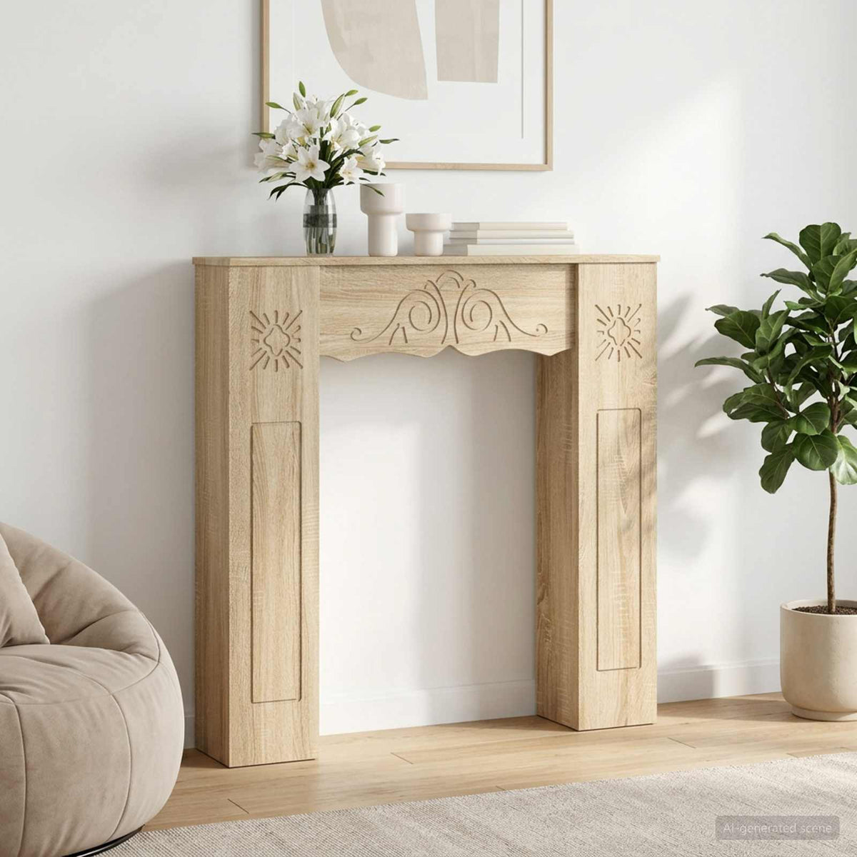 Rám Krbu 102 X 20 X 102 Cm Kompozitní Dřevo