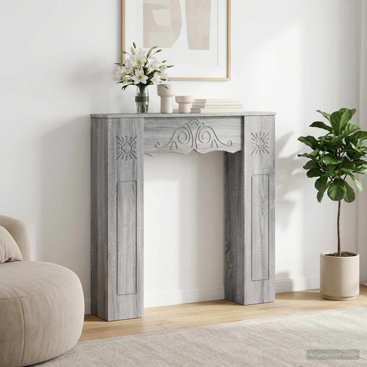 Rám Krbu 102 X 20 X 102 Cm Kompozitní Dřevo