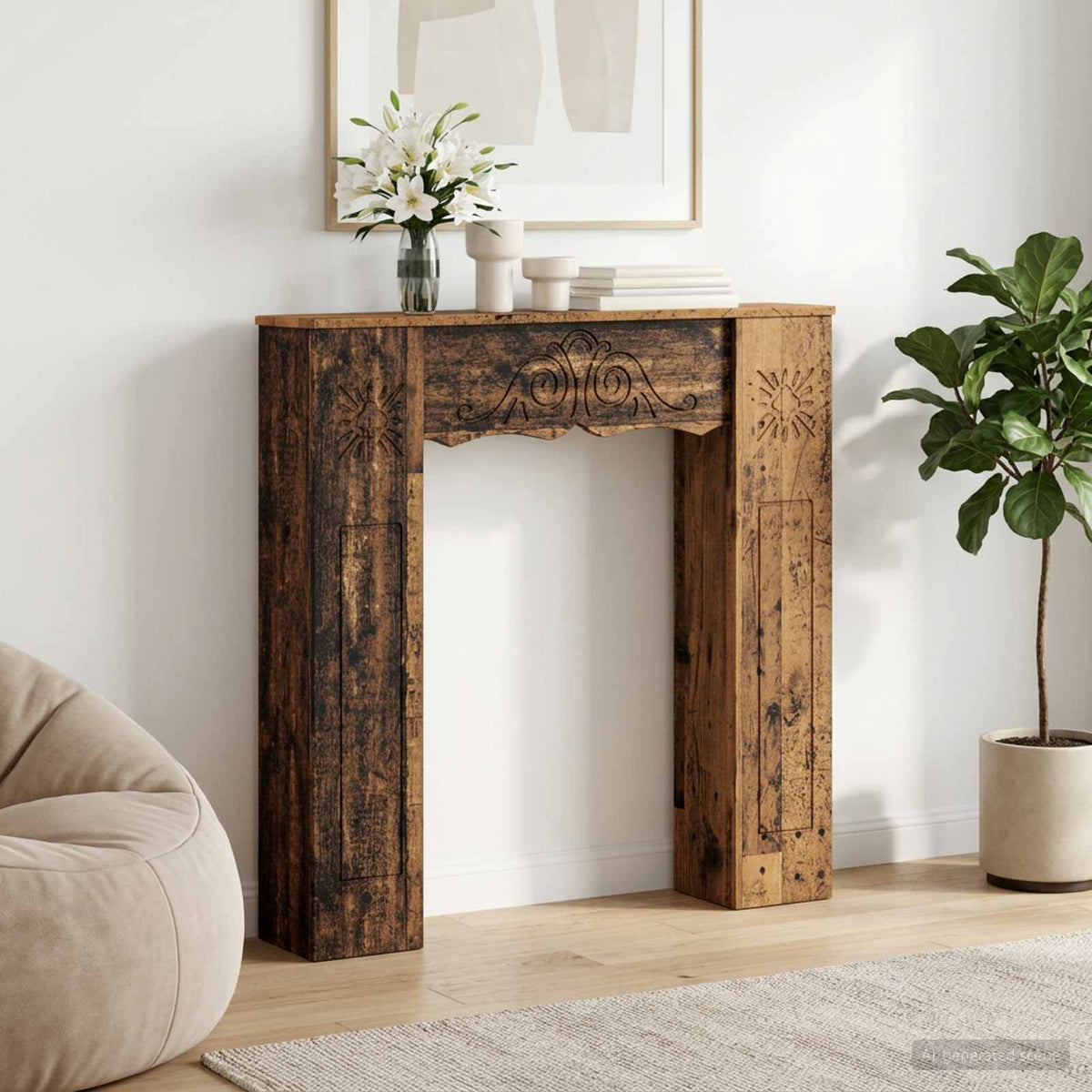 Rám Krbu 102 X 20 X 102 Cm Kompozitní Dřevo
