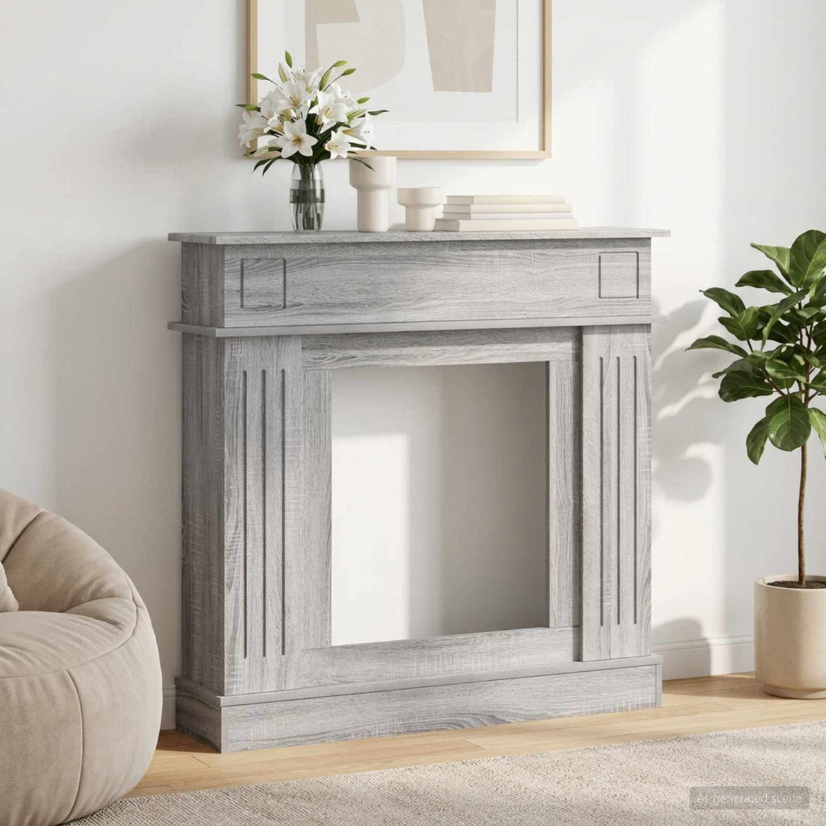 Rám Krbu 102 X 26 X 100 Cm Kompozitní Dřevo