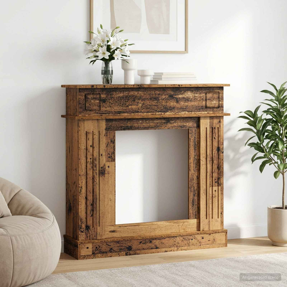 Rám Krbu 102 X 26 X 100 Cm Kompozitní Dřevo