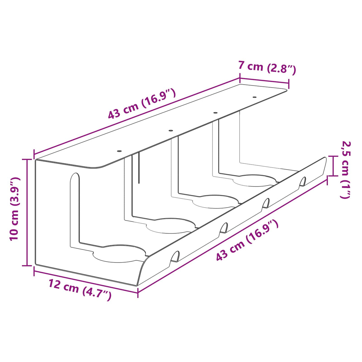 Tray Na Kabely Pod Stolem 2 Ks 43 X 12 X 10 Cm Ocel