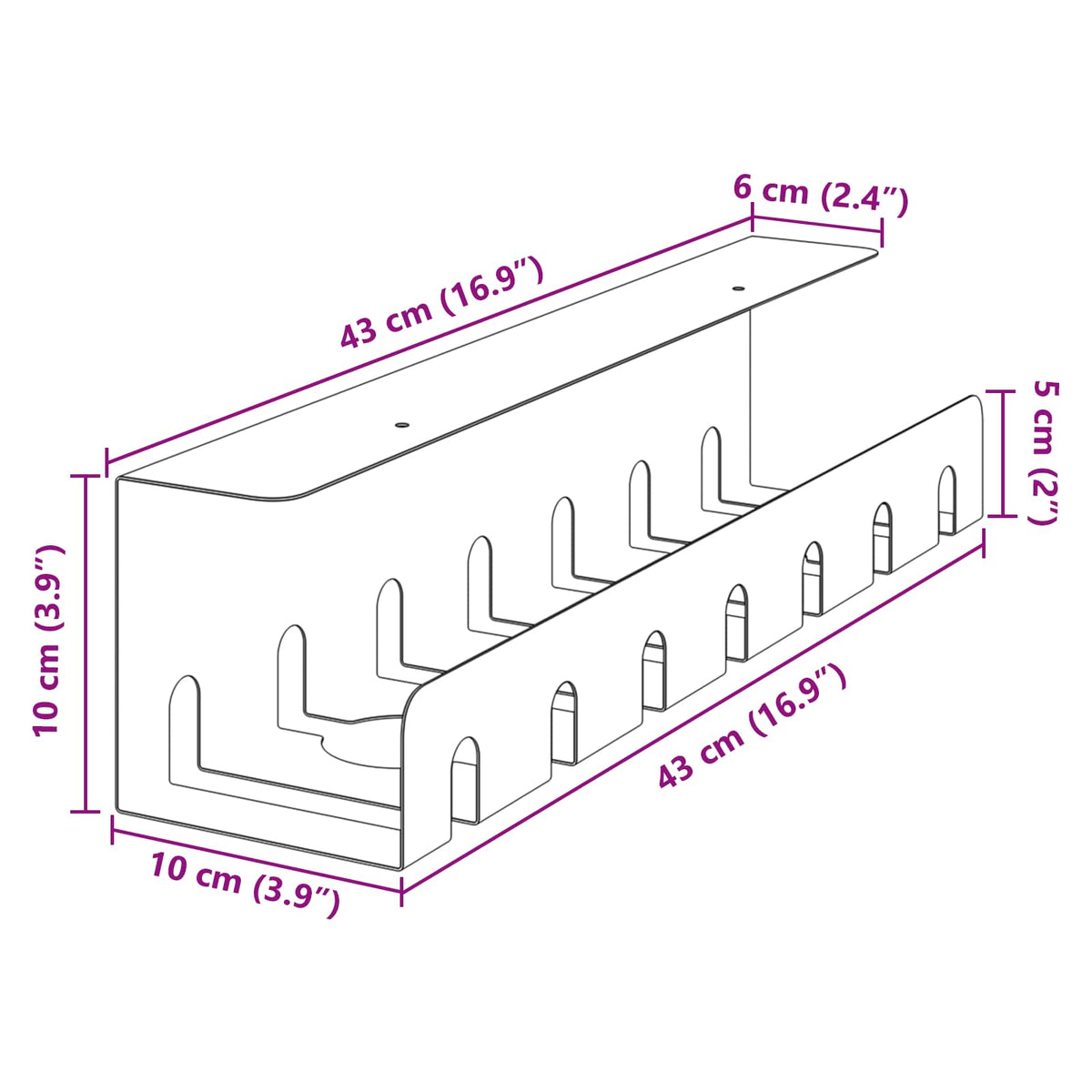 Tray Na Kabely Pod Stolem 2 Ks 43 X 10 X 10 Cm Ocel