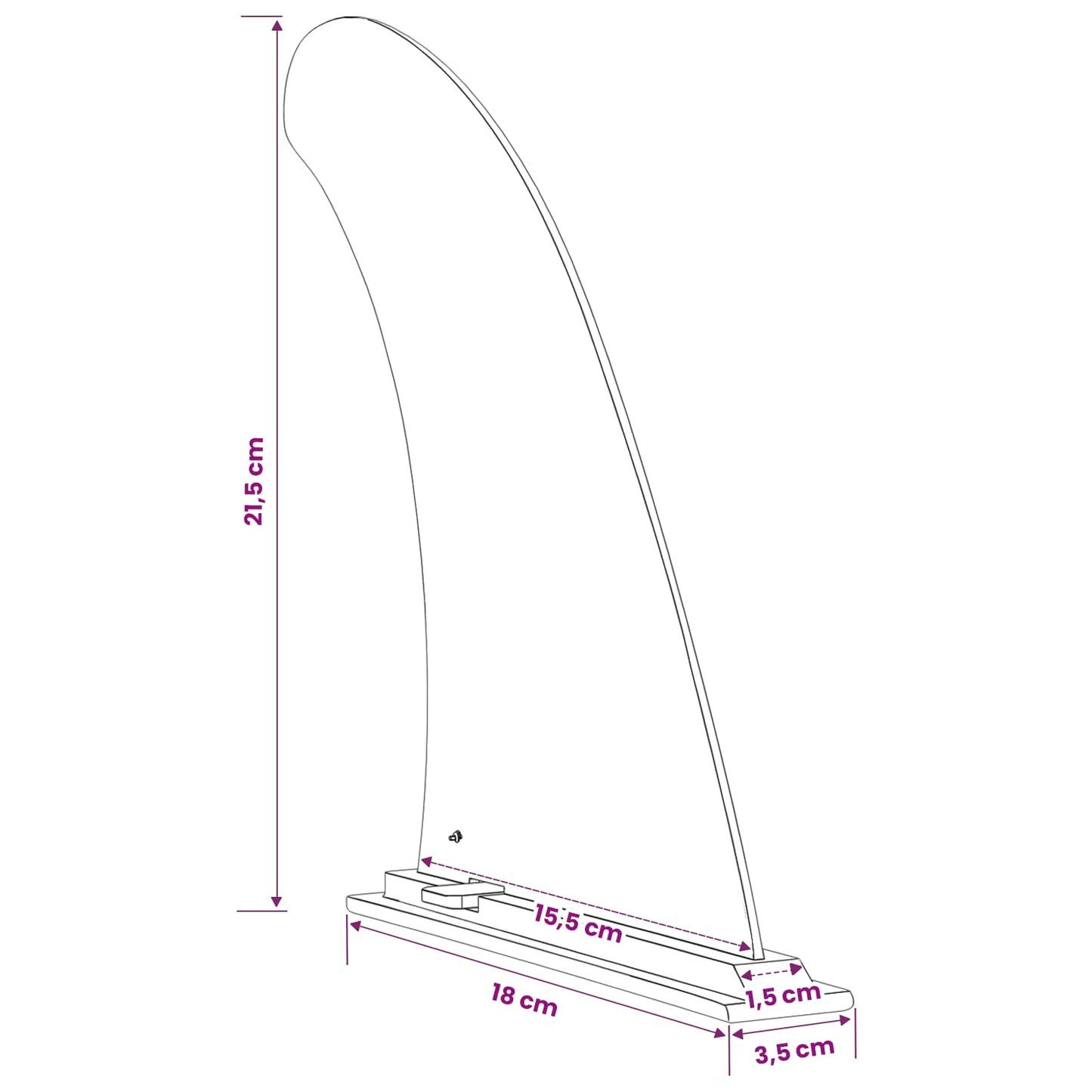 Ploutev Sup 3,5 X 18 X 21,5 Cm Nylon Černá