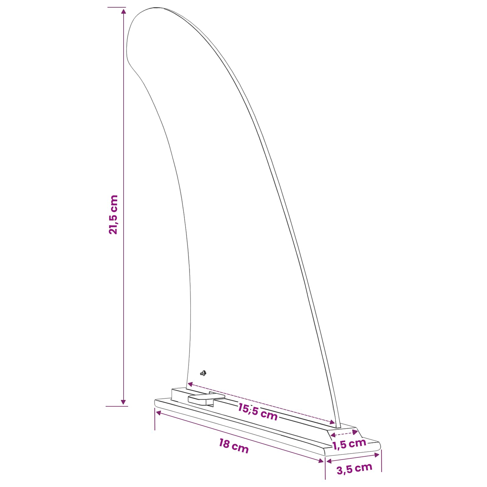 Ploutev Sup 3,5 X 18 X 21,5 Cm Nylon Černá