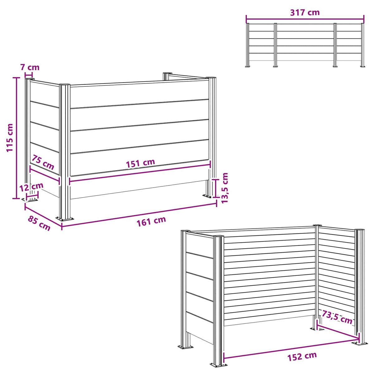 Plot Pro Popelnice 161 X 85 X 115 Cm Hliník A Wpc