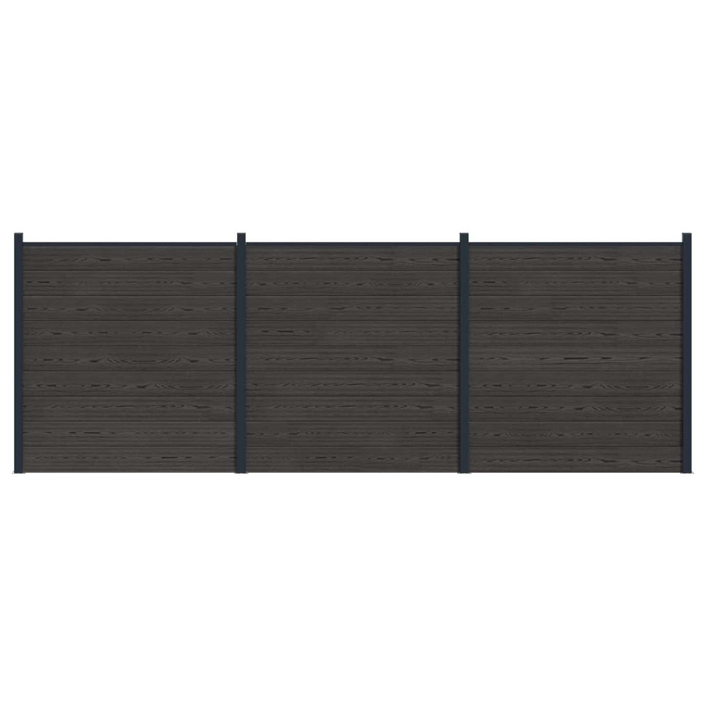 Sada Plotů 3 Ks 526 X 186 Cm Wpc A Hliník Černá