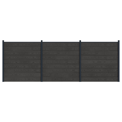 Sada Plotů 3 Ks 526 X 186 Cm Wpc A Hliník Černá