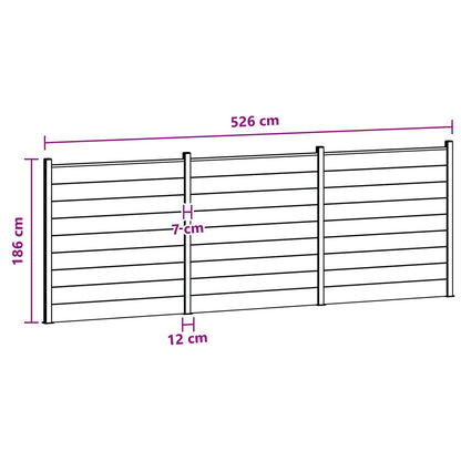 Sada Plotů 3 Ks 526 X 186 Cm Wpc A Hliník Černá