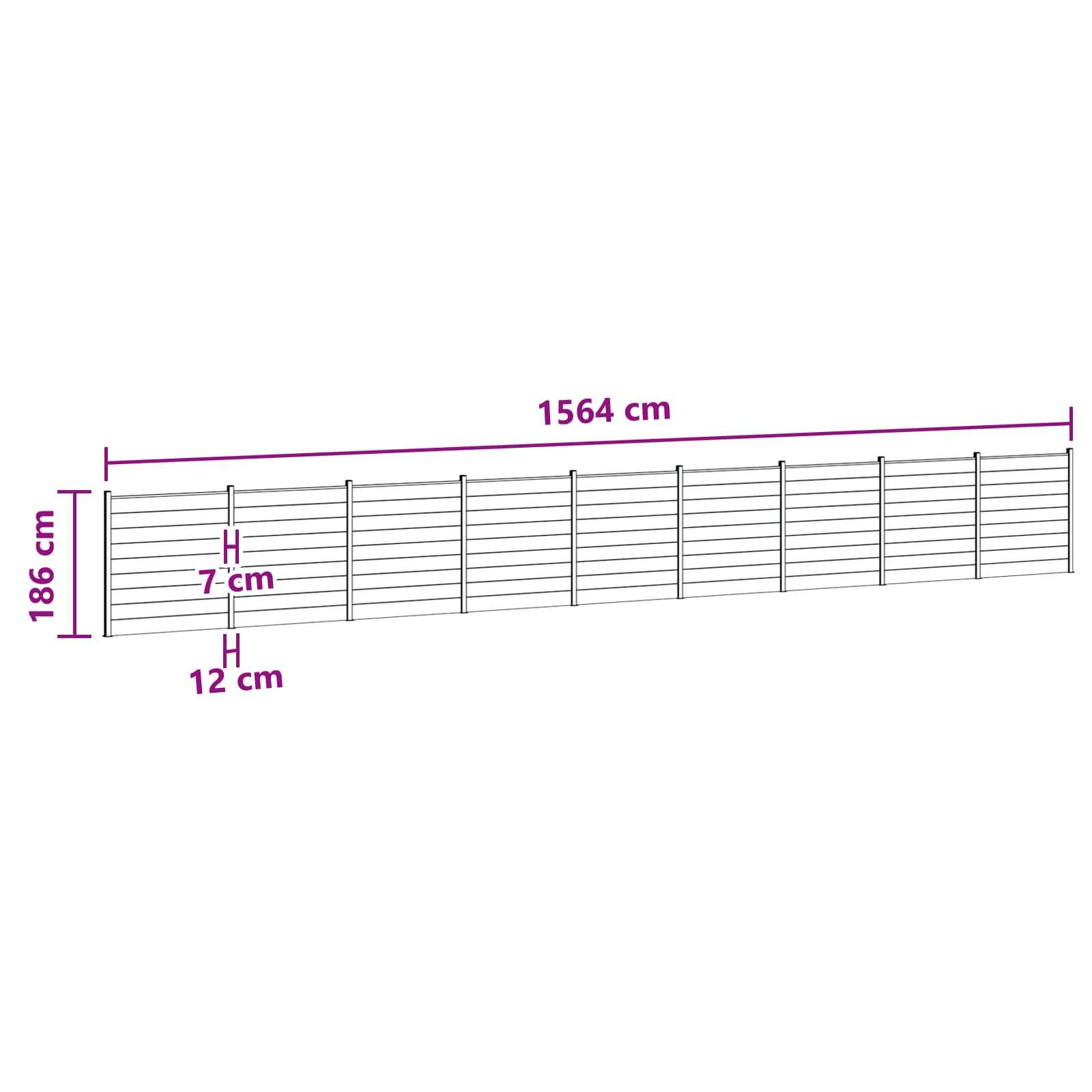 Sada Plotů 9 Ks 1564 X 186 Cm Wpc A Hliník Černá