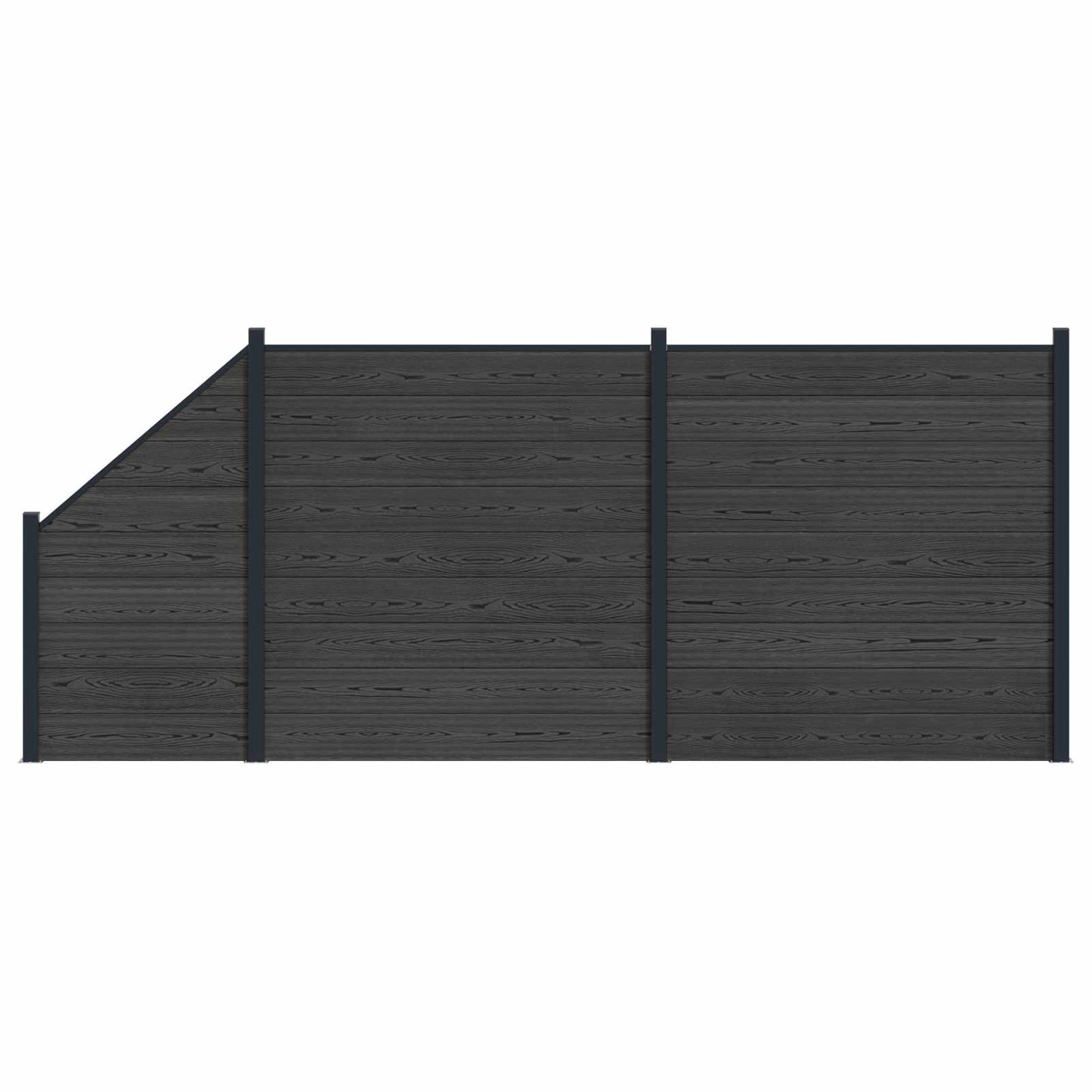 Sada Plotů 3 Ks 446 X 186 Cm Wpc A Hliník Černá