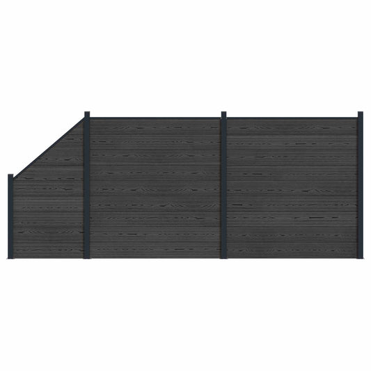 Sada Plotů 3 Ks 446 X 186 Cm Wpc A Hliník Černá