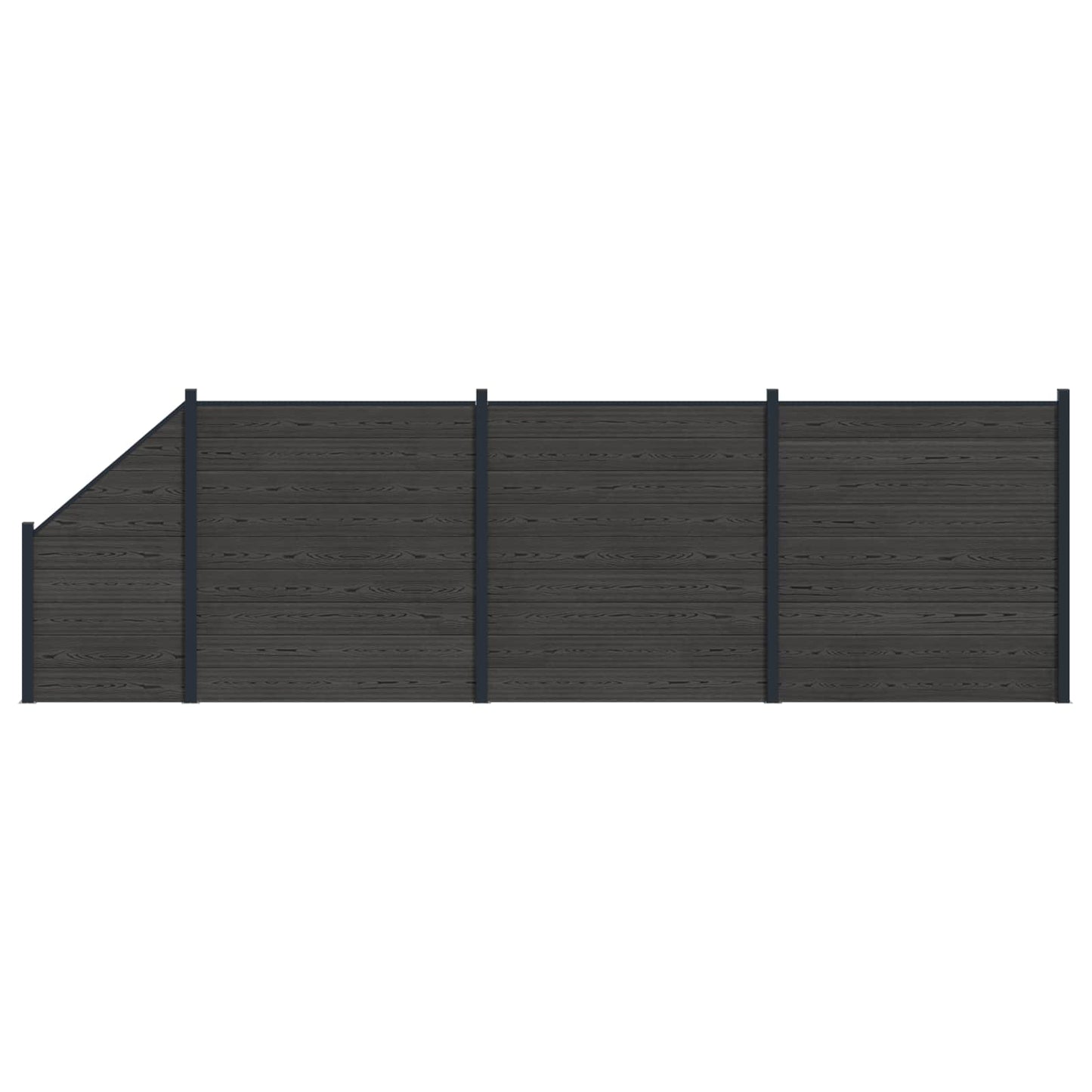 Sada Plotů 4 Ks 619 X 186 Cm Wpc A Hliník Černá