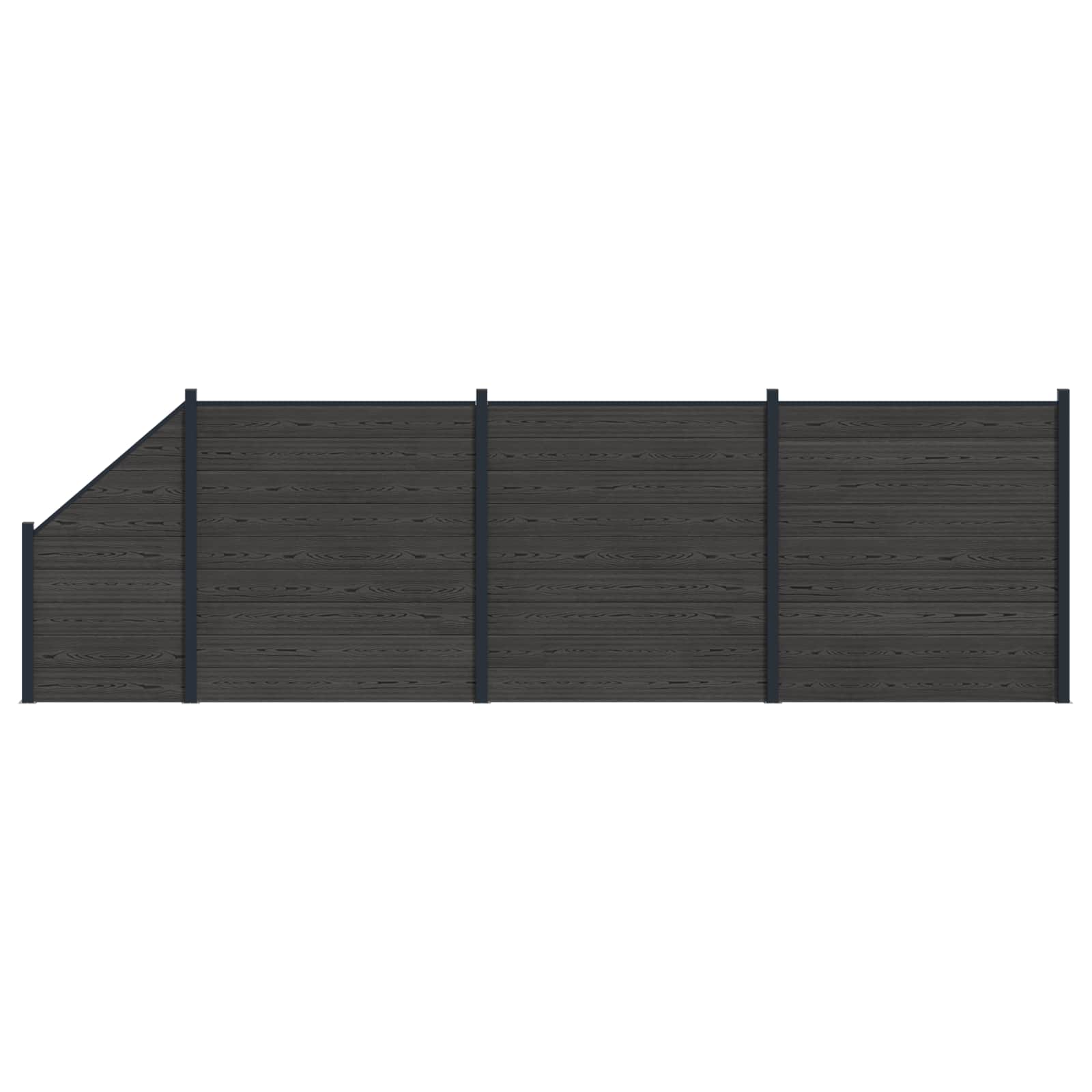 Sada Plotů 4 Ks 619 X 186 Cm Wpc A Hliník Černá