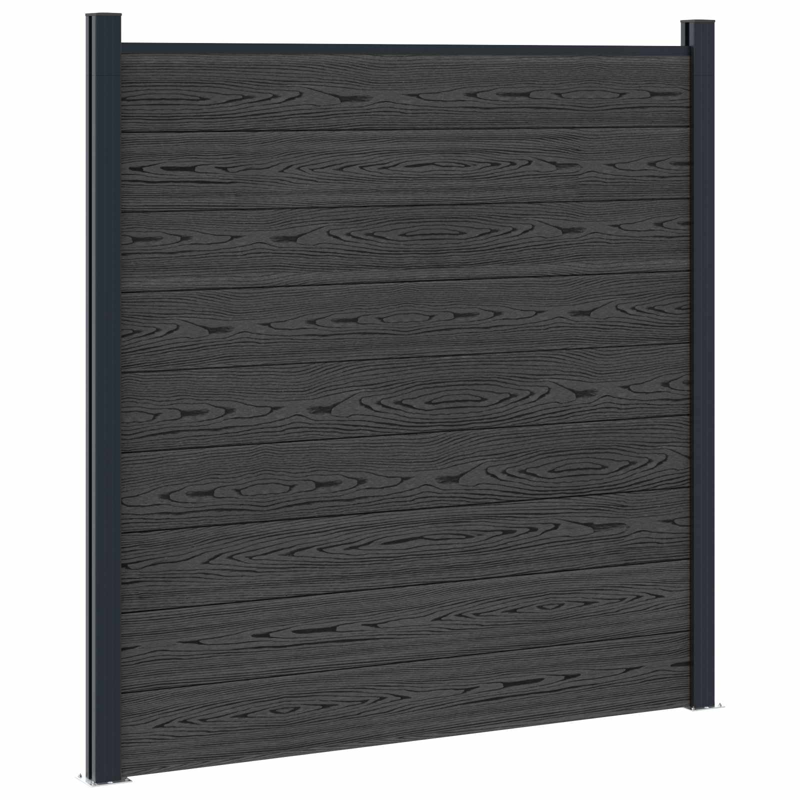 Sada Plotů 7 Ks 1138 X 186 Cm Wpc A Hliník Černá