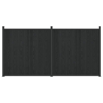 Plotový Panel 2 Ks 355 X 186,5 Cm Wpc A Hliník Černá