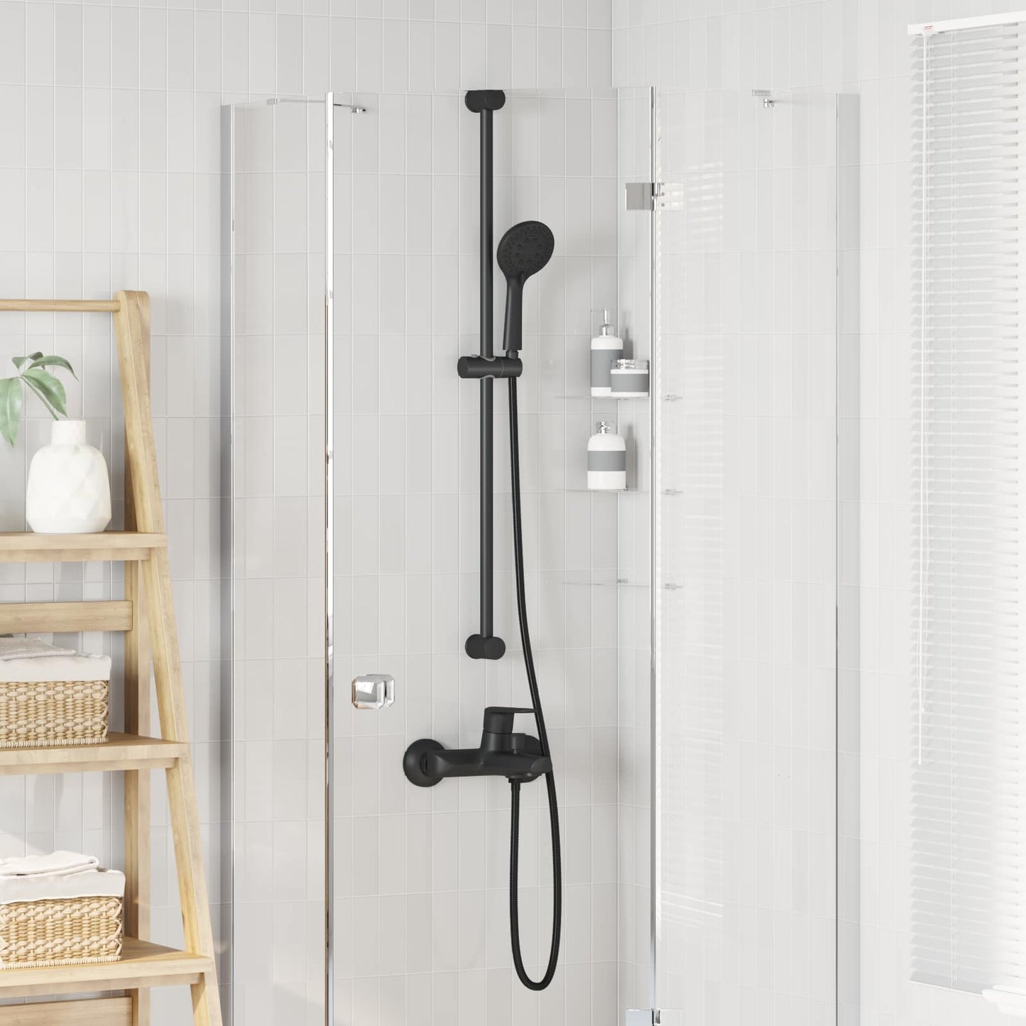 Sada Sprchové Hlavice Černá 150 Cm Abs Plast