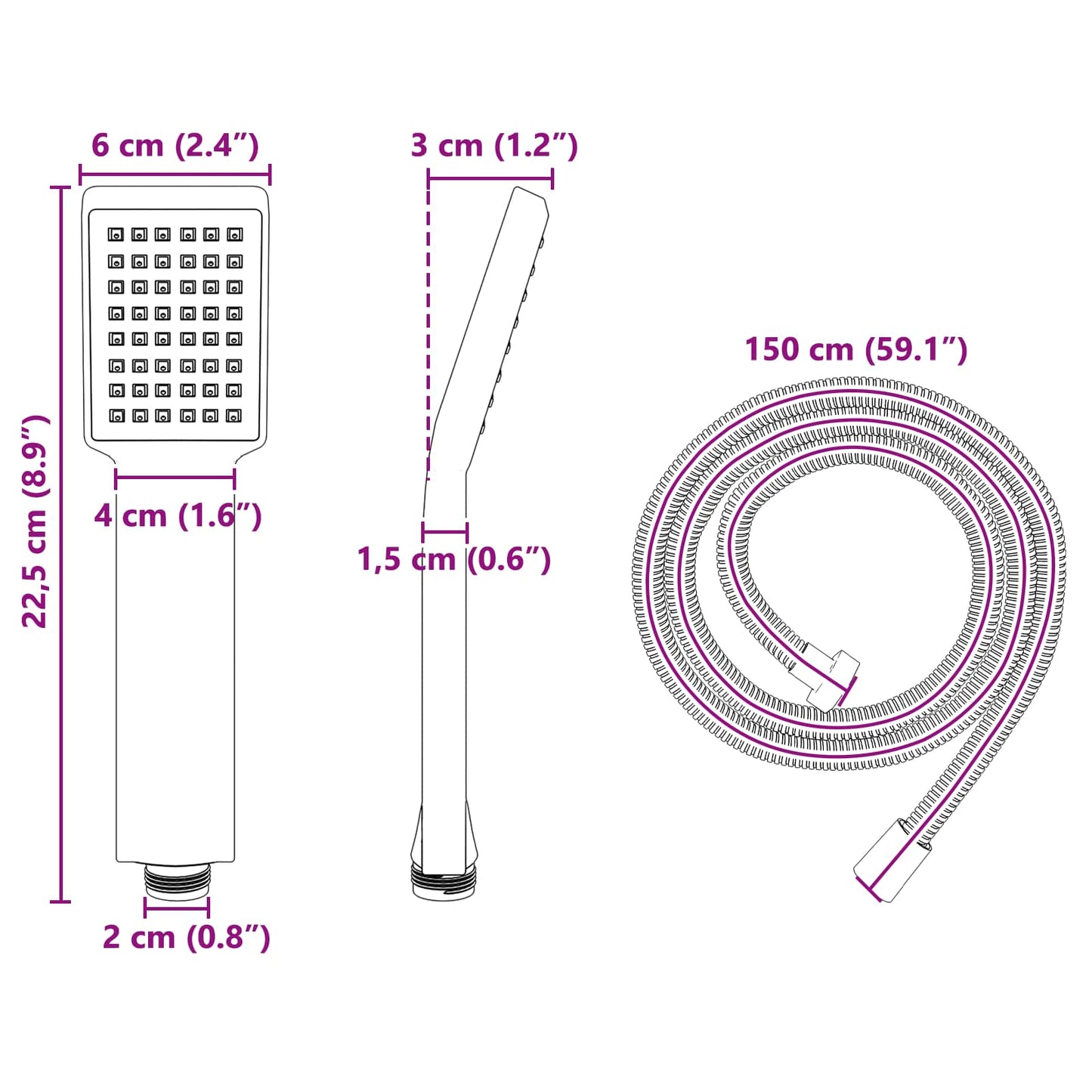 Sada Sprchové Hlavice Chrom 150 Cm Abs Plast