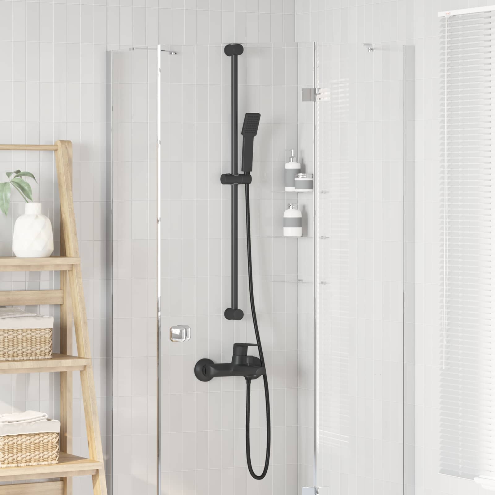 Sada Sprchové Hlavice Černá 150 Cm Abs Plast