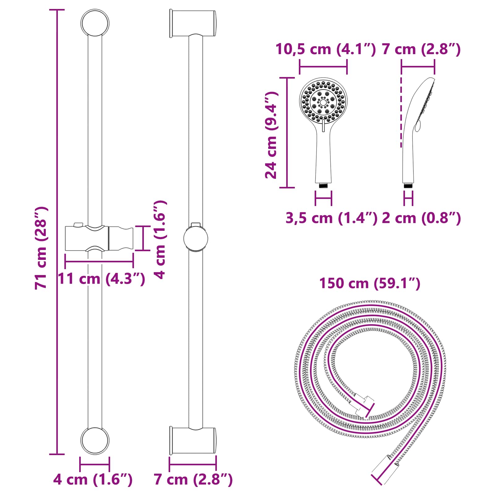 Sada Sprchového Systému Chrom 70 Cm Abs Plast