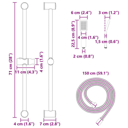 Sada Sprchového Systému Černá 70 Cm Abs Plast