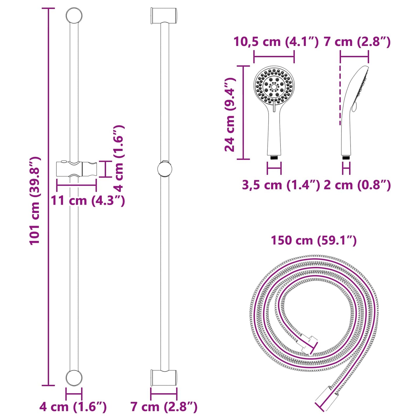 Sada Sprchového Systému Chrom 100 Cm Abs Plast