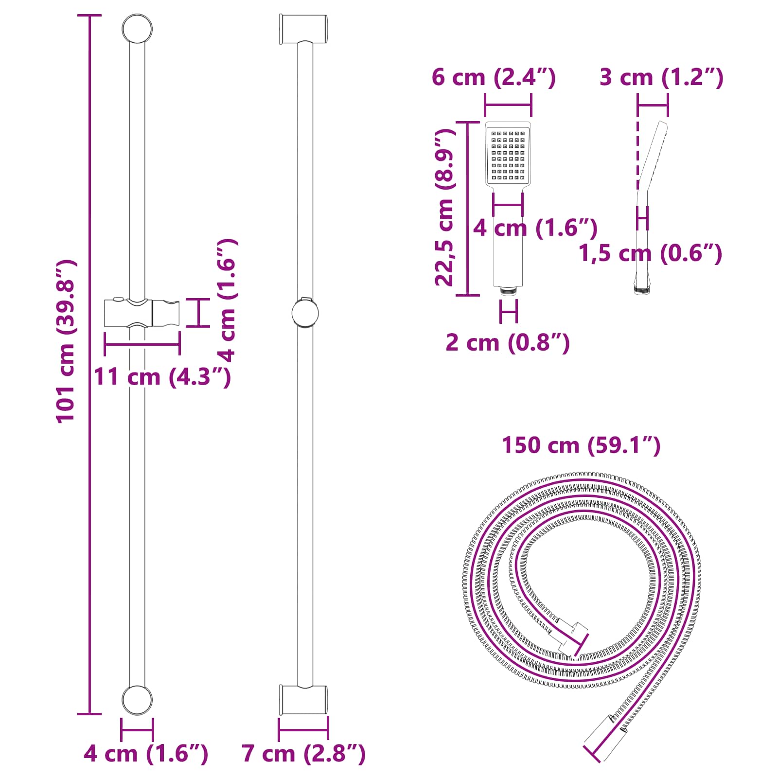 Sada Sprchového Systému Chrom 100 Cm Abs Plast