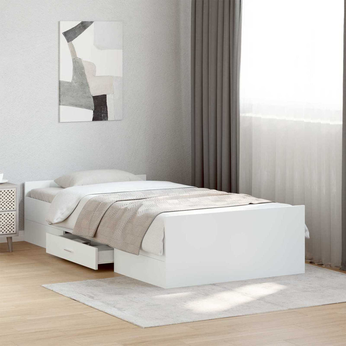 Rám Postele S Úložným Prostorem Se Zásuvkou Bílá 80 X 200 Cm