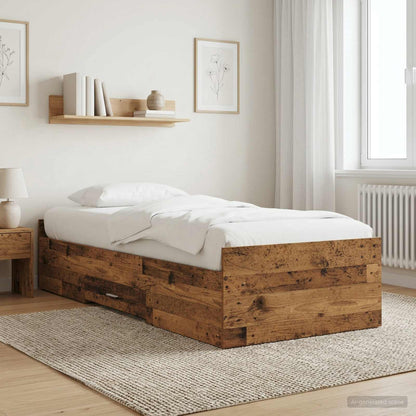 Rám Postele S Úložným Prostorem Staré Dřevo 80 X 200 Cm