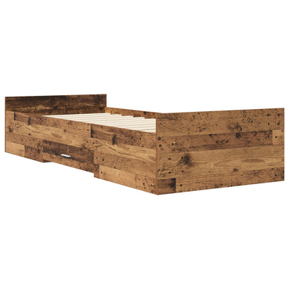 Rám Postele S Úložným Prostorem Staré Dřevo 80 X 200 Cm