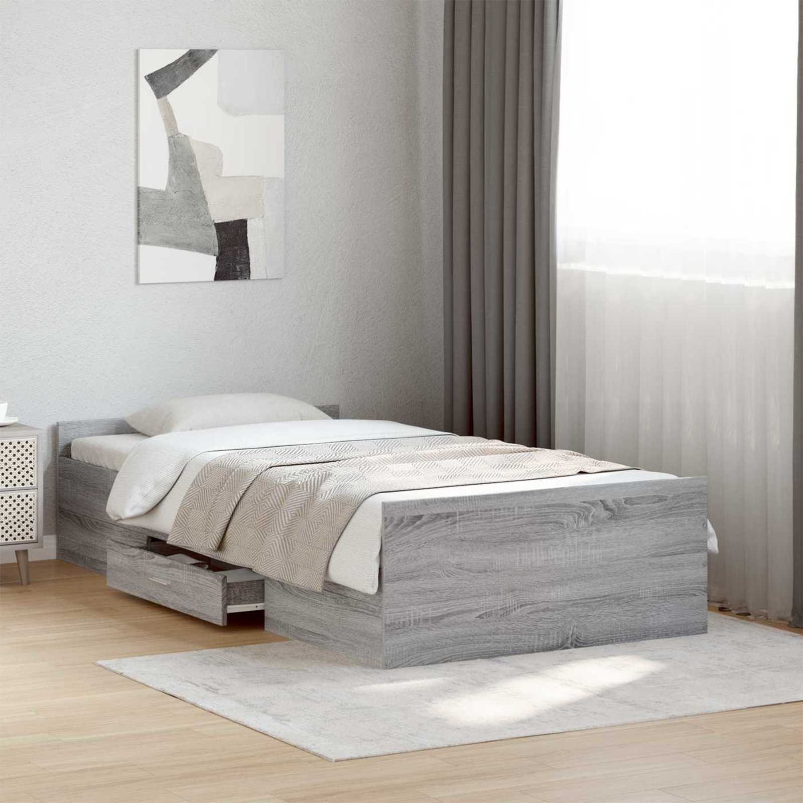 Rám Postele S Úložným Prostorem Šedý Sonoma 80 X 200 Cm