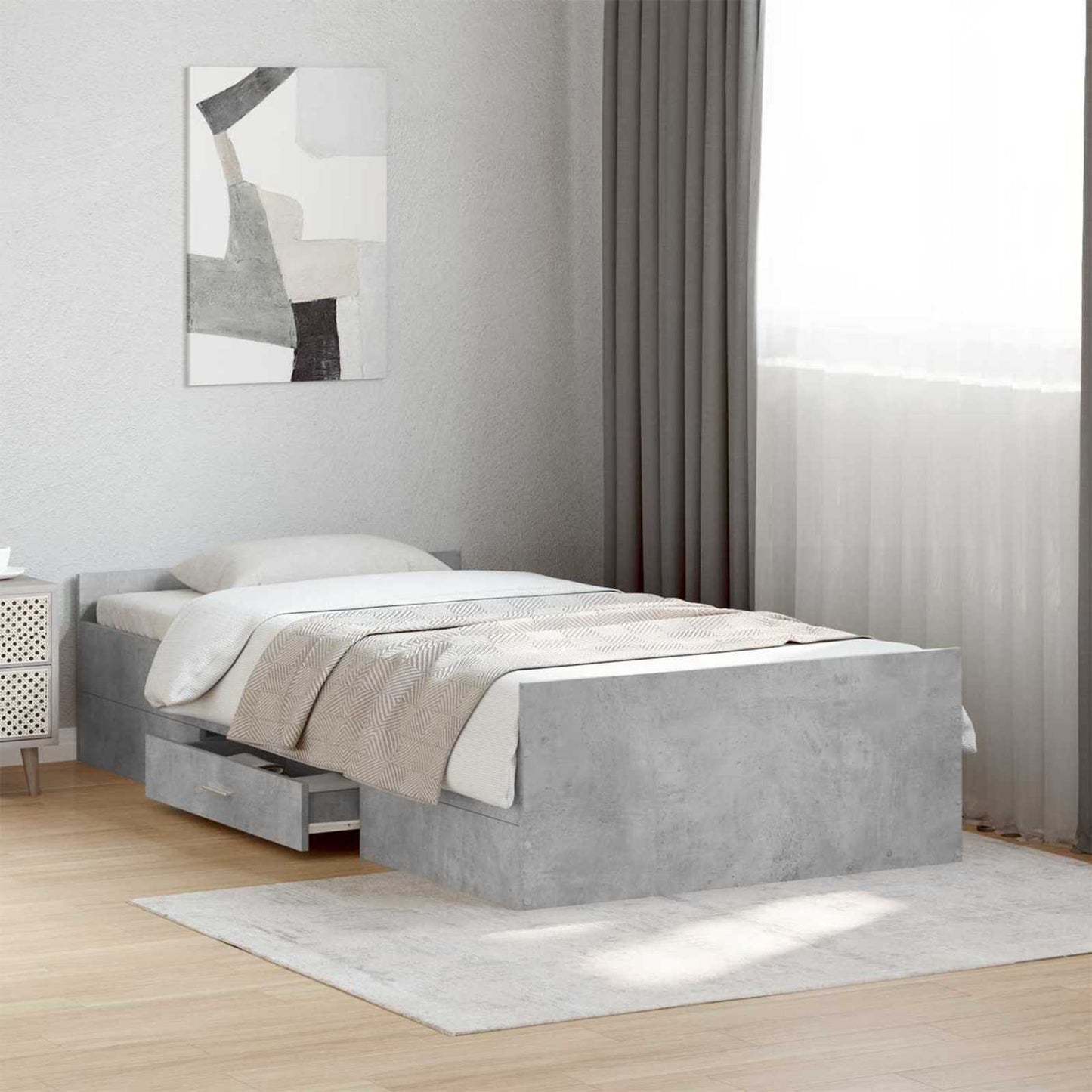 Rám Postele S Úložným Prostorem Betonově Šedá 80 X 200 Cm
