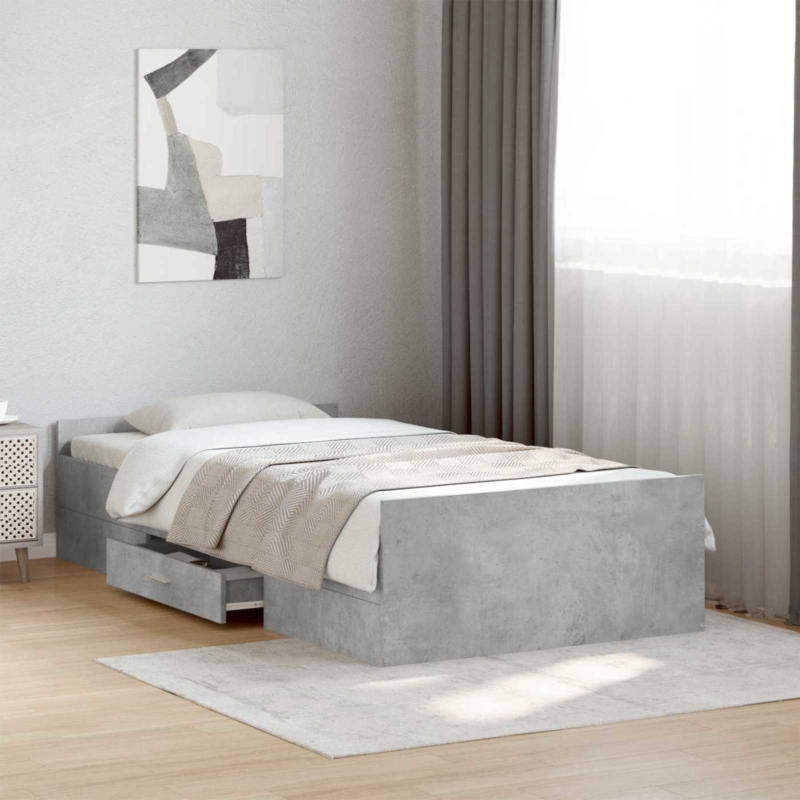 Rám Postele S Úložným Prostorem Betonově Šedá 80 X 200 Cm