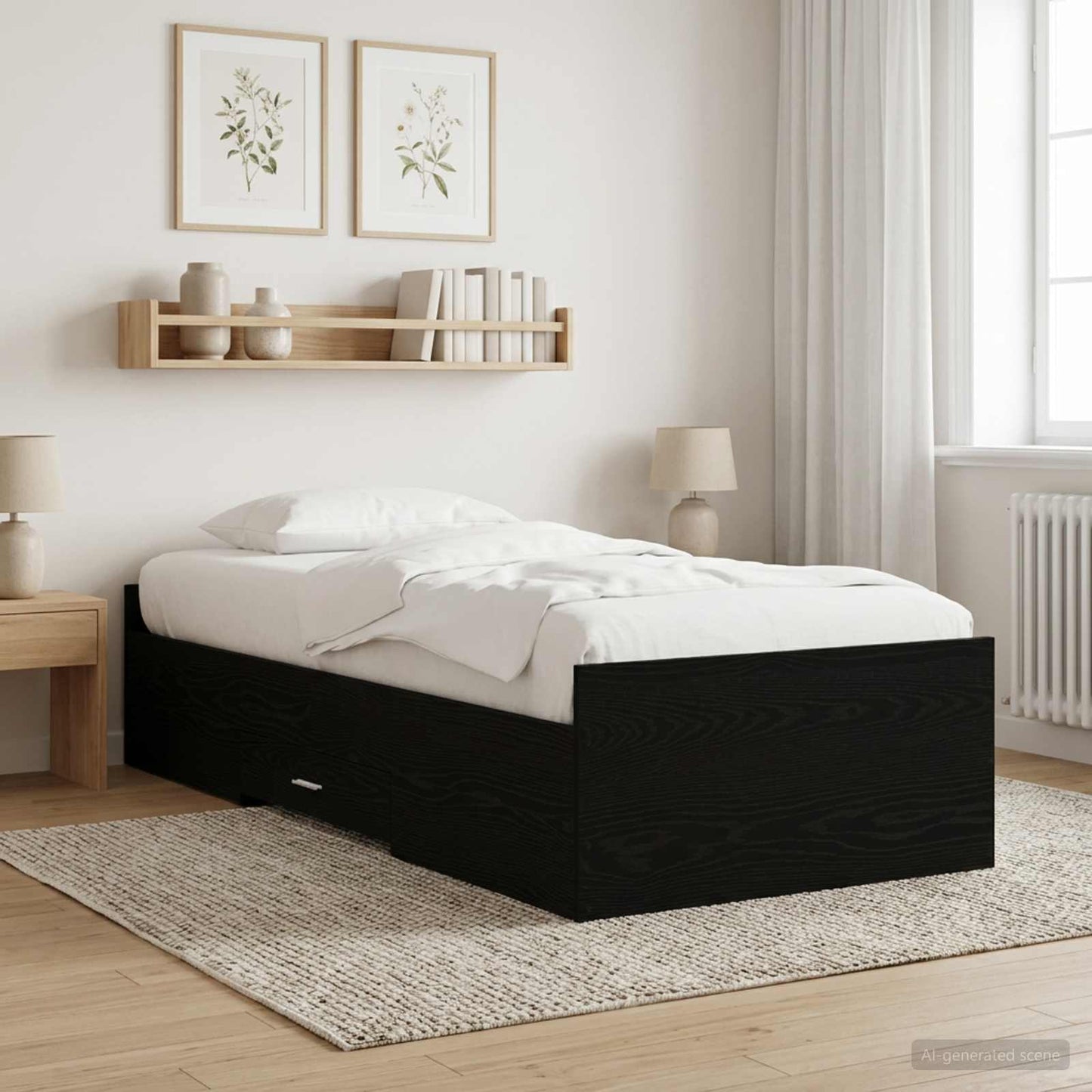 Rám Postele S Úložným Prostorem Černý Dub 80 X 200 Cm