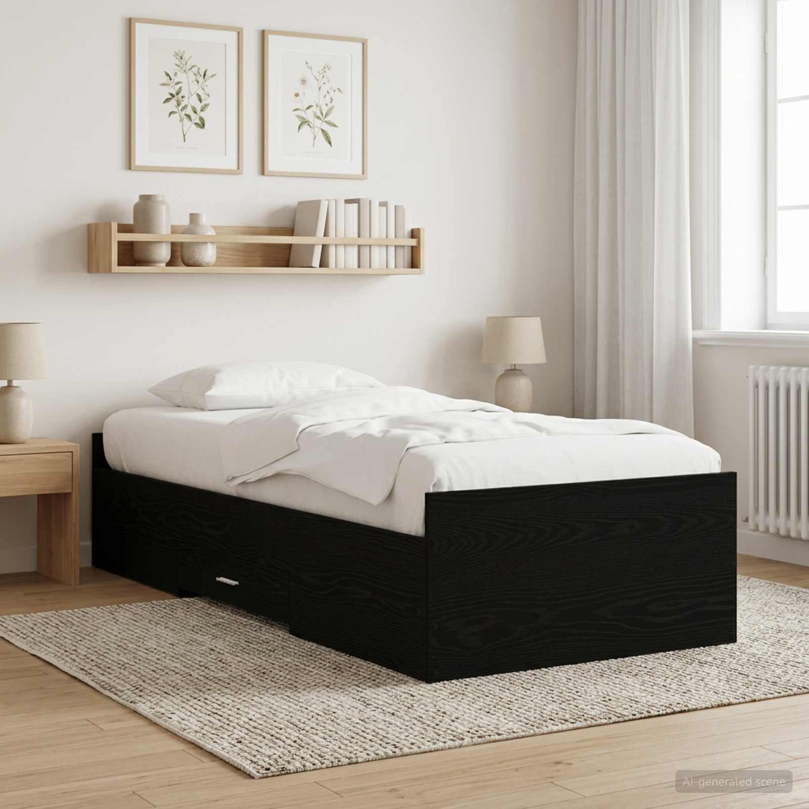 Rám Postele S Úložným Prostorem Černý Dub 80 X 200 Cm