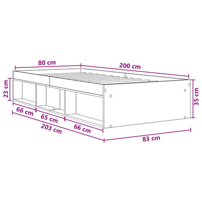 Rám Postele S Úložným Prostorem Kouřový Dub 80 X 200 Cm