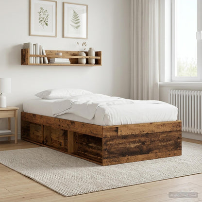 Rám Postele S Úložným Prostorem Staré Dřevo 80 X 200 Cm
