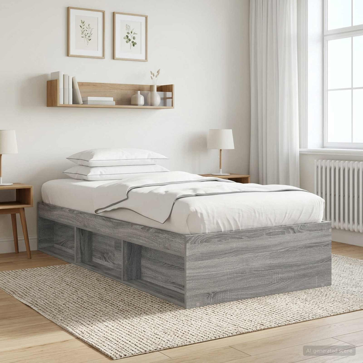 Rám Postele S Úložným Prostorem Šedý Sonoma 80 X 200 Cm