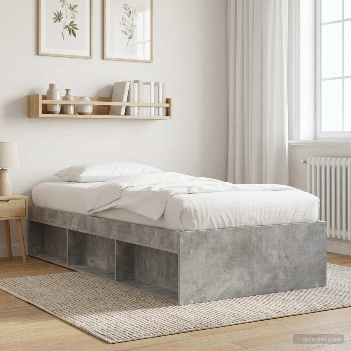Rám Postele S Úložným Prostorem Betonově Šedá 80 X 200 Cm