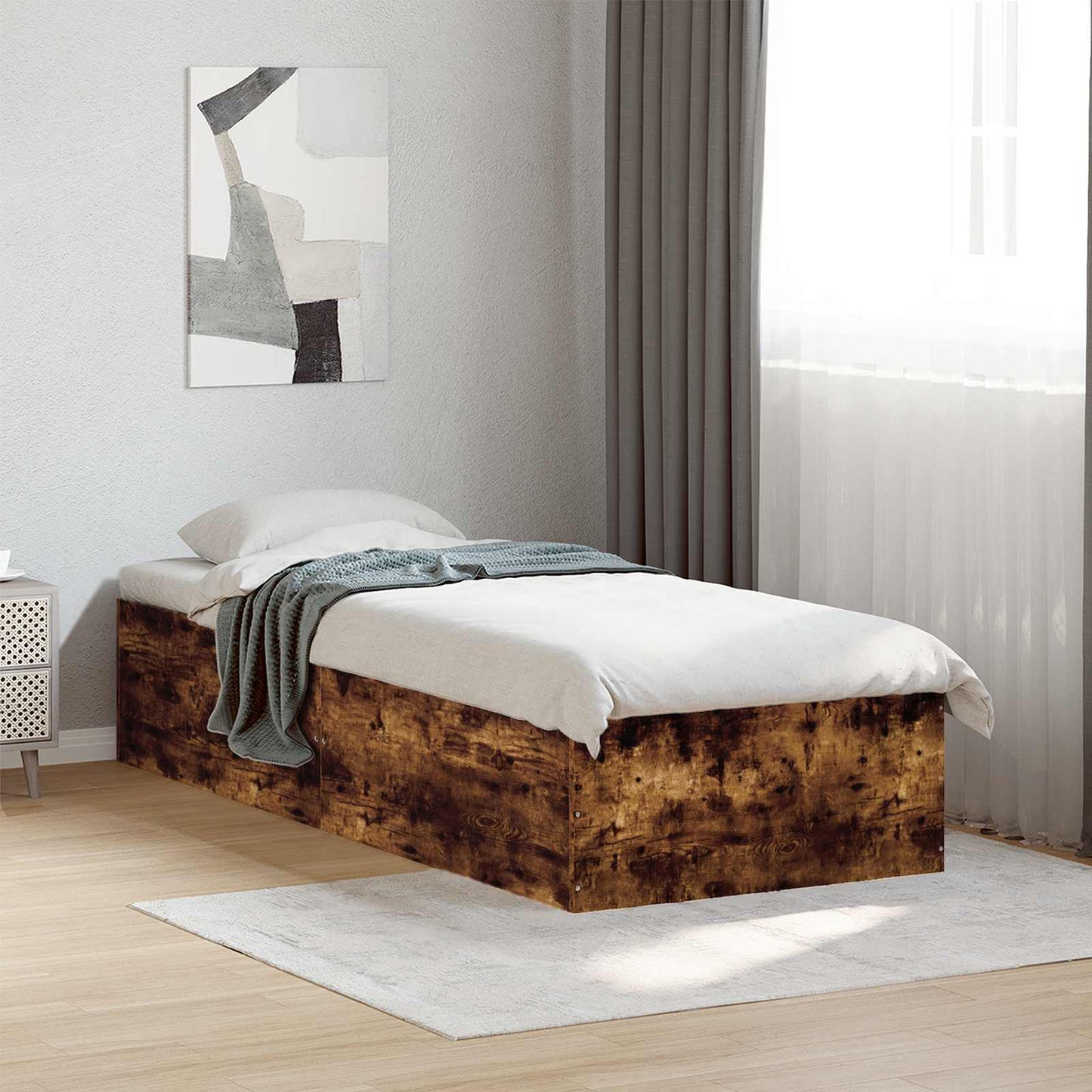 Postel Na Podlaze Kouřový Dub 80 X 200 Cm Kompozitní Dřevo