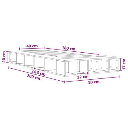 Rám Postele S Úložným Prostorem Staré Dřevo 80 X 200 Cm