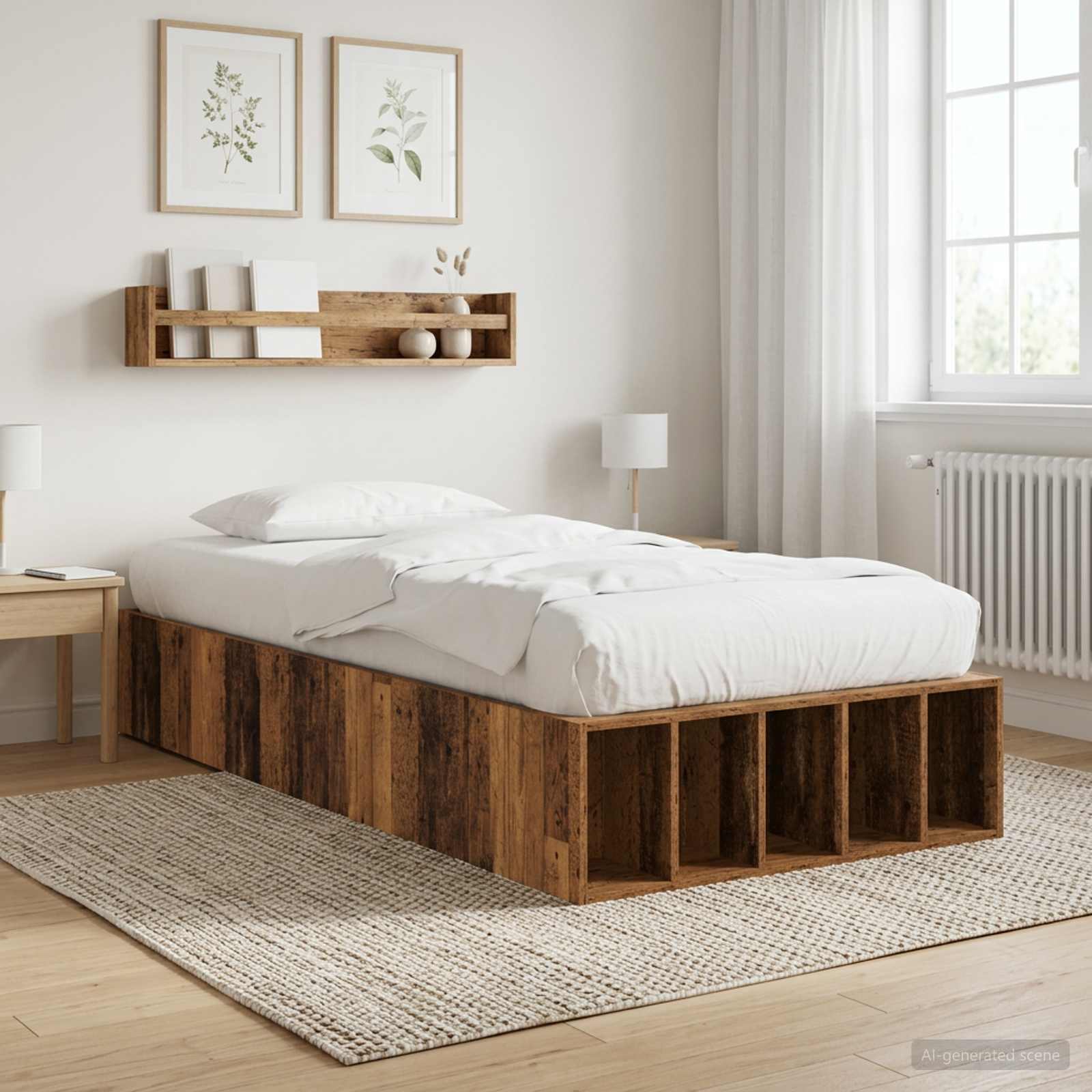 Rám Postele S Úložným Prostorem Staré Dřevo 80 X 200 Cm