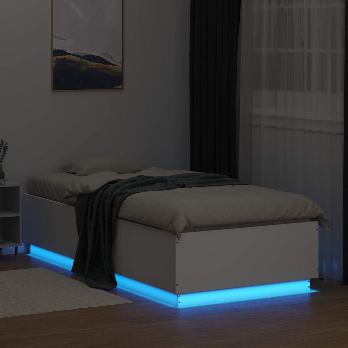 Postelový Rám S Led Bílá 80 X 200 Cm Kompozitní Dřevo