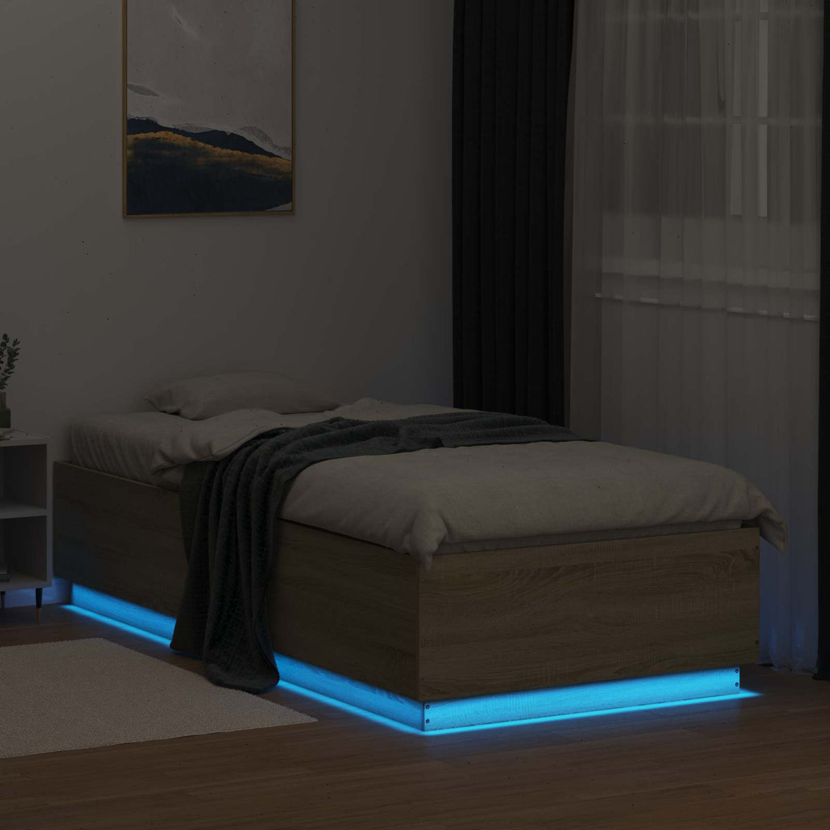 Postelový Rám S Led Dub Sonoma 80 X 200 Cm Kompozitní Dřevo