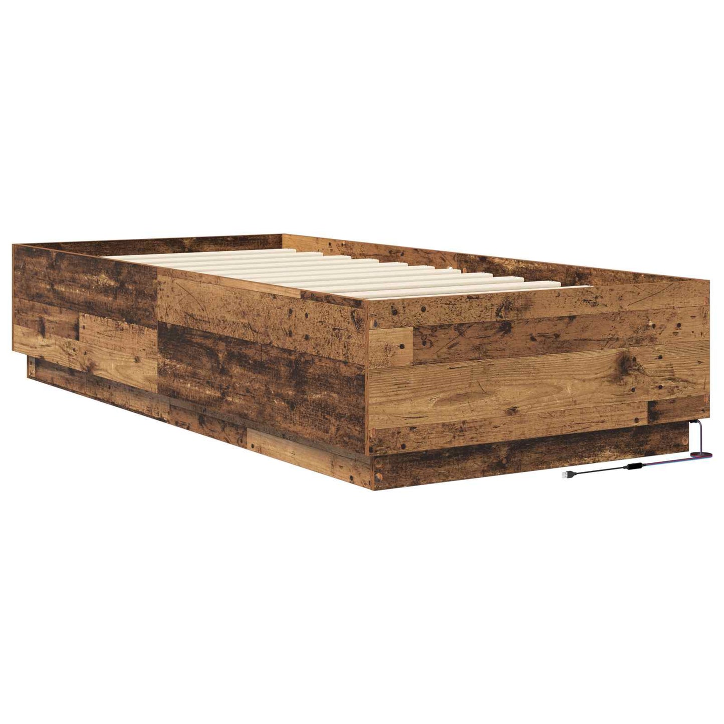 Postelový Rám S Led Staré Dřevo 80 X 200 Cm Kompozitní Dřevo